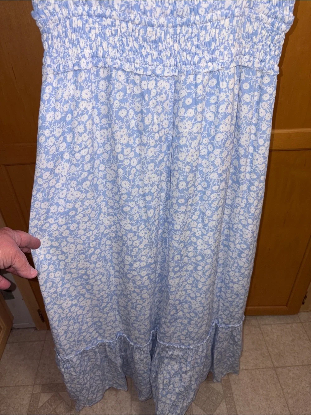 Lost + Wander Bluebelle Floral Smocked Midi Dress Womens Small CottageCore